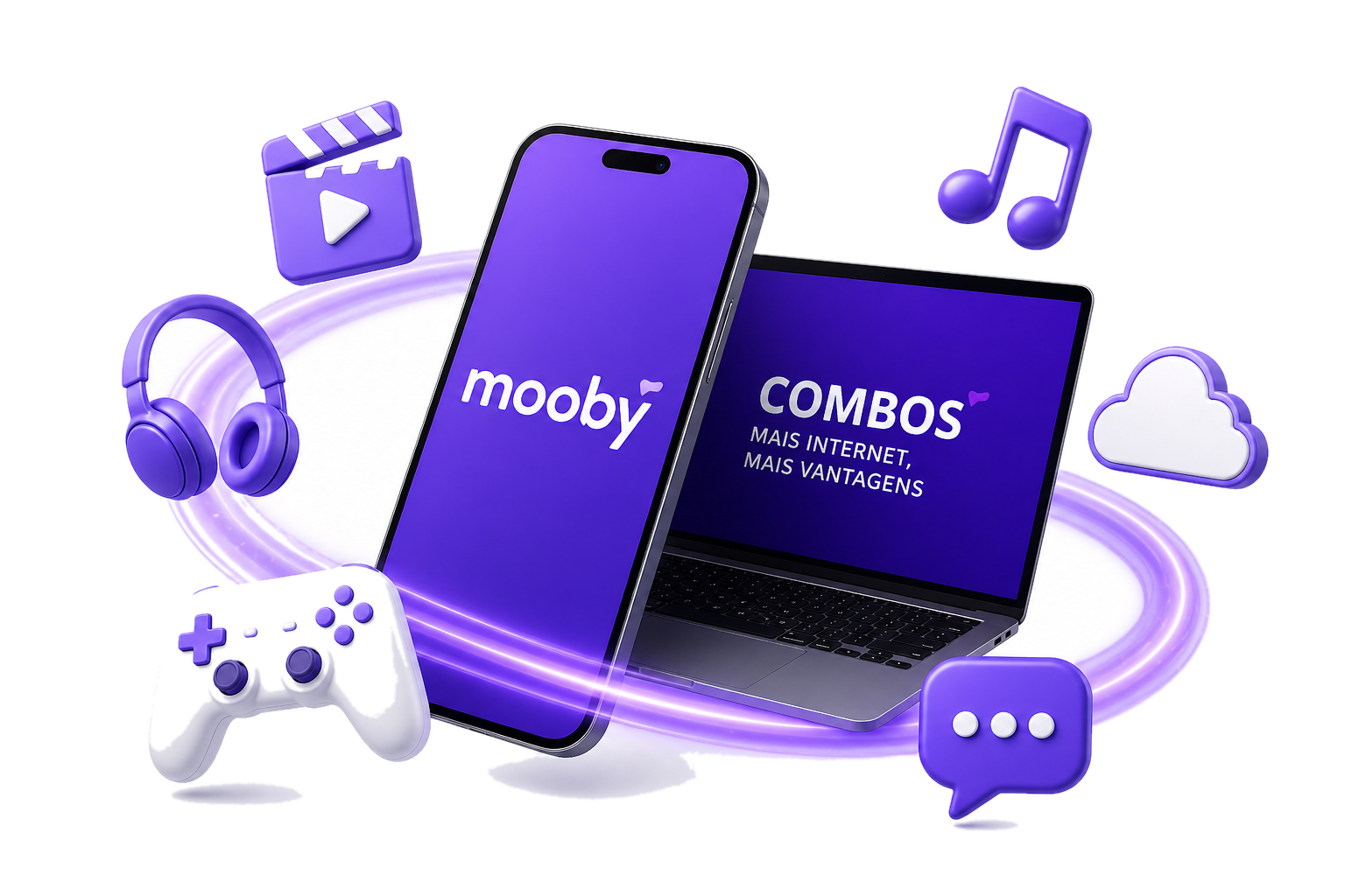 Combo Mooby com celular, notebook e benefícios digitais